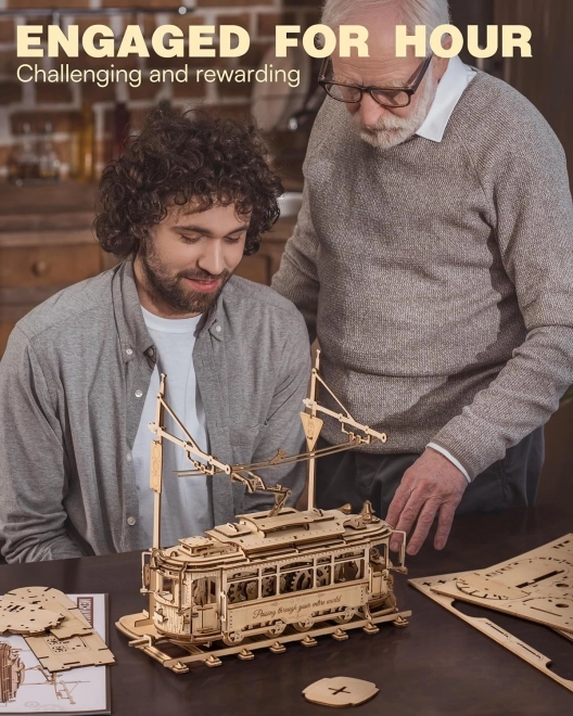 RoboTime 3D dřevěné mechanické puzzle Tramvaj