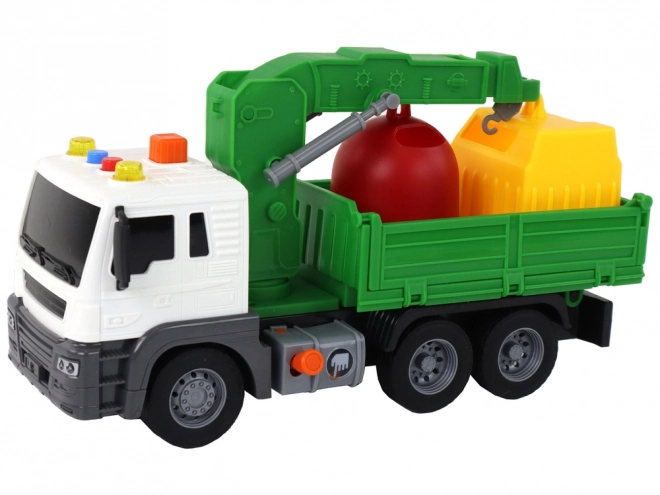 Nákladní auto na svoz odpadu s jeřábem s třecím pohonem Zelená 1:16