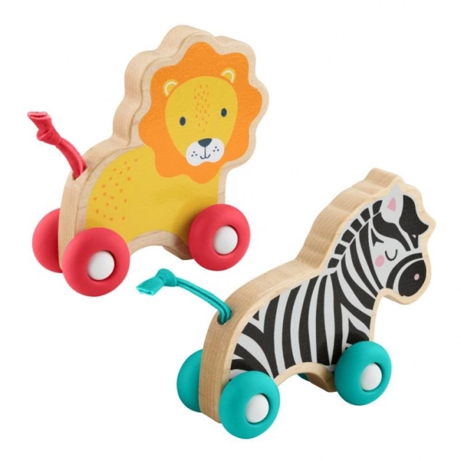 Dřevěná postrkovací zvířátka Lev a Zebra od Fisher-Price