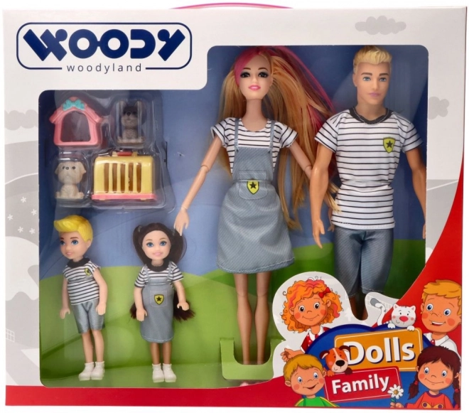 Woodyland Moderní rodina panenek s domácími mazlíčky