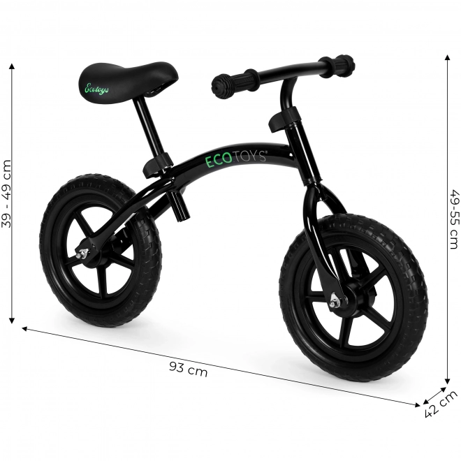 Dětské balanční kolo, odrážedlo, kola EVA ECOTOYS – černé
