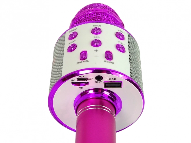 Bezdrátový mikrofon USB Speaker Recording Karaoke Model WS-858 Pink