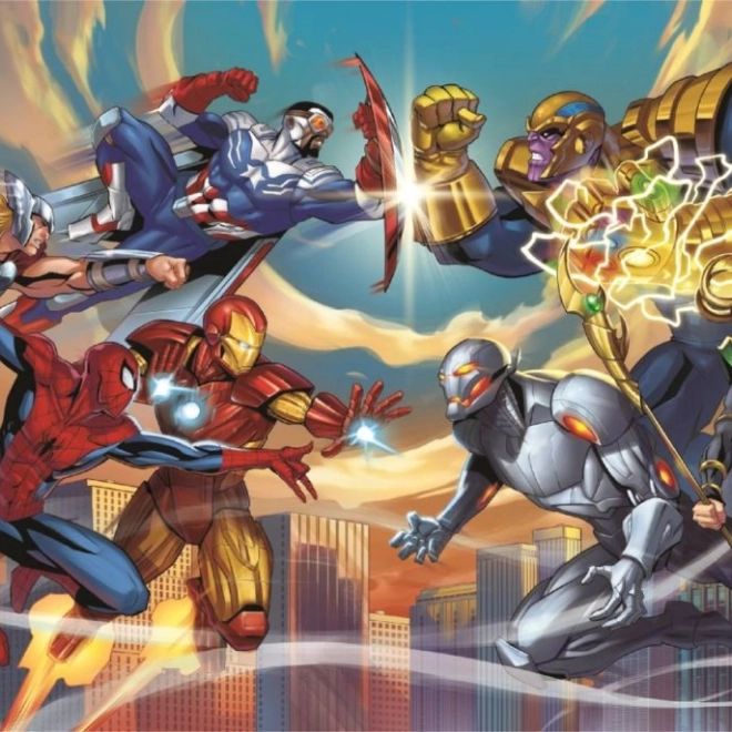 Panoramatické puzzle Marvel: Hrdinové vs. padouši 1000 dílků