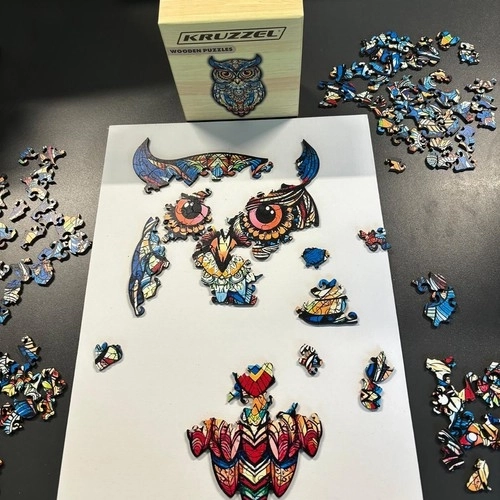 Dřevěné puzzle sova Kruzzel