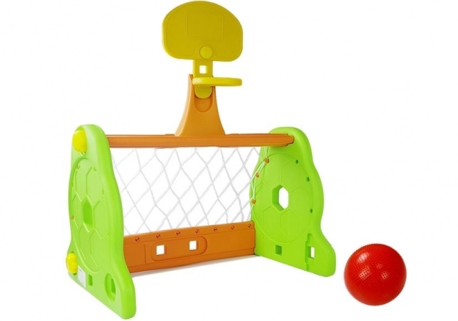 Dětská hřiště na fotbal a basketball 2v1 v zeleno-oranžové barvě