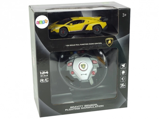 Dálkově ovládané Lamborghini Veneno Yellow 2.4G dálkové ovládání volantu Zvuková světla