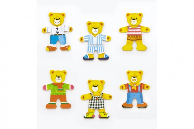 Dřevěné puzzle VIGA Oblékni medvídka