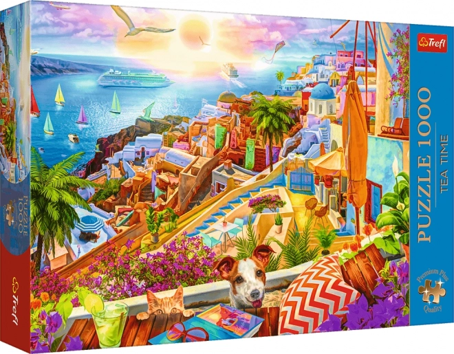 Puzzle 1000 dílků Premium Plus Quality S návštěvou Santorini