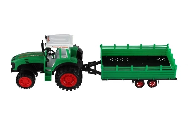 Traktor s vlekem s kombajnovým válcem plast 46cm na setrvačník  2 barvy v blistru