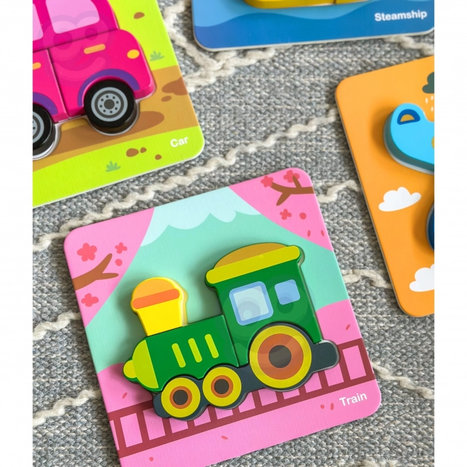 Woopie dřevěné puzzle vozidla Montessori FSC