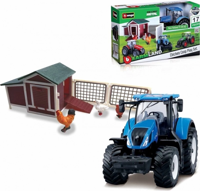 Bburago Farmland Slepičí farma s traktorem
