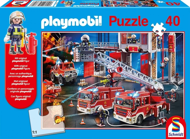 SCHMIDT Puzzle Playmobil Hasičský sbor 40 dílků + figurka Playmobil