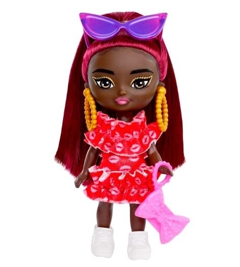 Panenka Barbie Extra Mini Minis červené volánky – S červenými vlasy