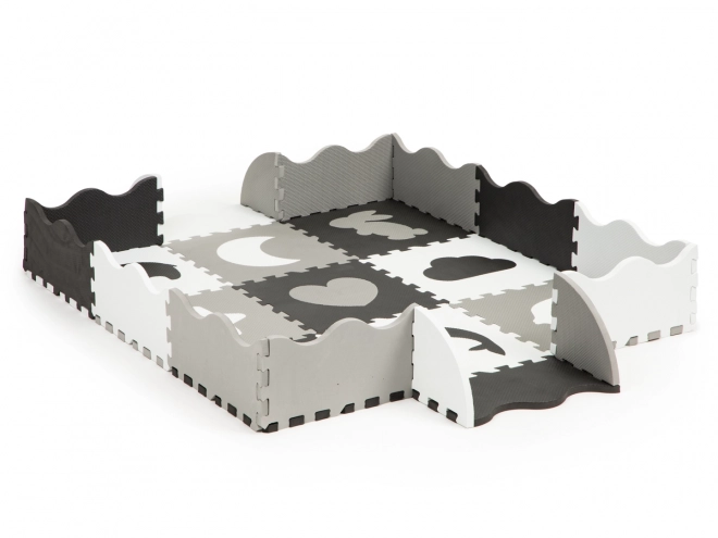 ECOTOYS Pěnové puzzle Zvířata a tvary černá-bílá SX s okraji