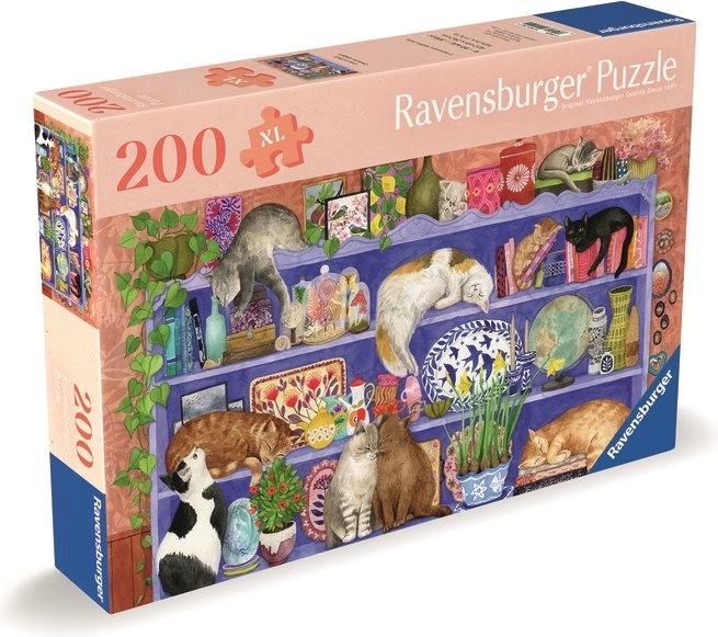 Puzzle Kočky v Regálu 200 Dílků