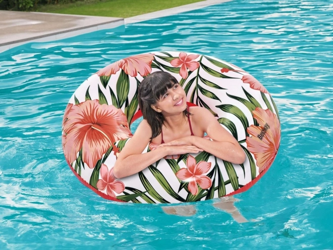 Nafukovací plavecký kruh Tropical Palms Bestway – Růžové