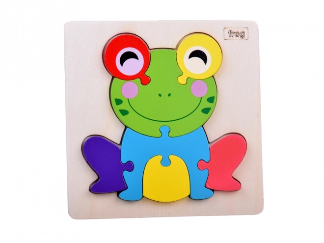 Dřevěné 3D puzzle žába Montessori
