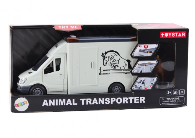 Auto Horse Transporter Otevíratelné dveře Světlo Zvuk Bílá