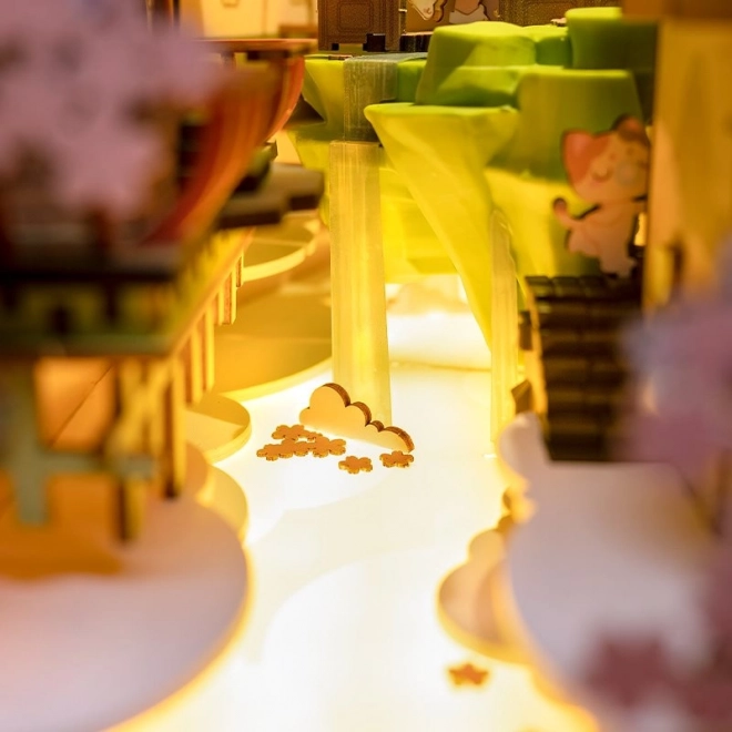 RoboTime 3D Puzzle Zarážka na knihy "Falling Sakura" (dřevěná)