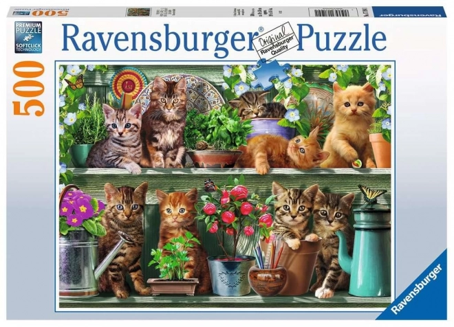 RAVENSBURGER Puzzle Kočičí police 500 dílků