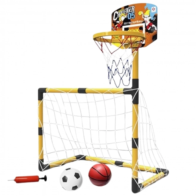 Woopie sportovní set 2v1 basketbal a fotbalová branka