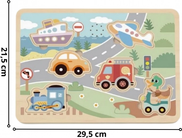 Tooky Toy dřevěné interaktivní puzzle vozidla