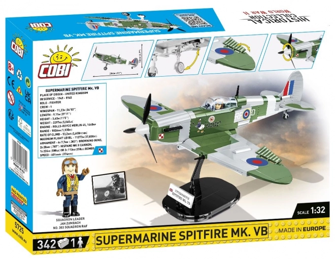 COBI 5725 II WW Supermarine Spitfire Mk. VB, 1:32, 342 k, 1 f
