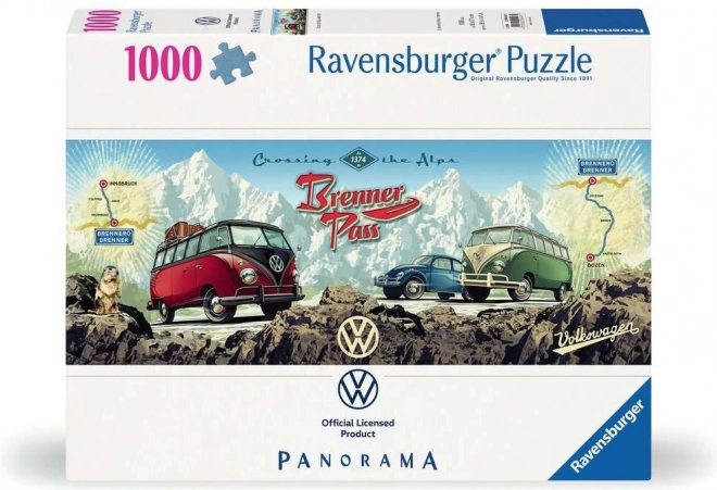 Ravensburger panoramatické puzzle Alpy s VW