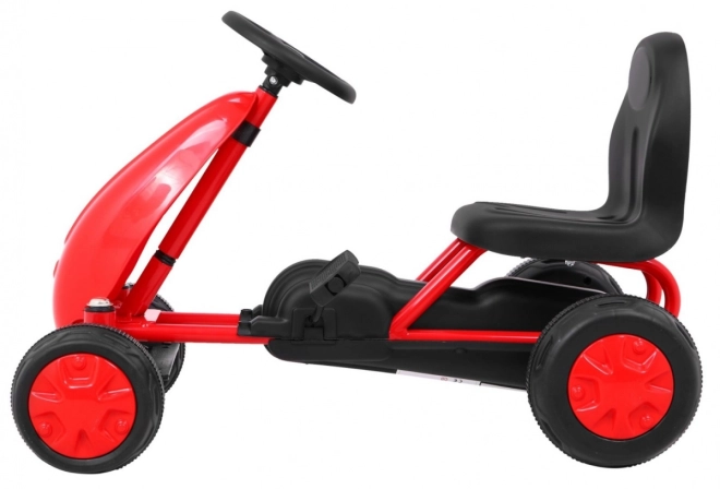 První šlapací motokára + Řetězový pohon + Gumová kola – Červená