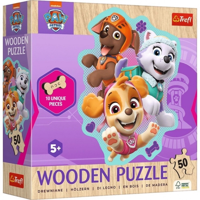 Dřevěné puzzle Tlapková Patrola 50 dílků