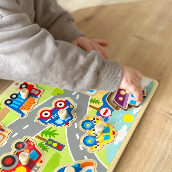 Tooky Toy dřevěné montessori puzzle s dopravními prostředky