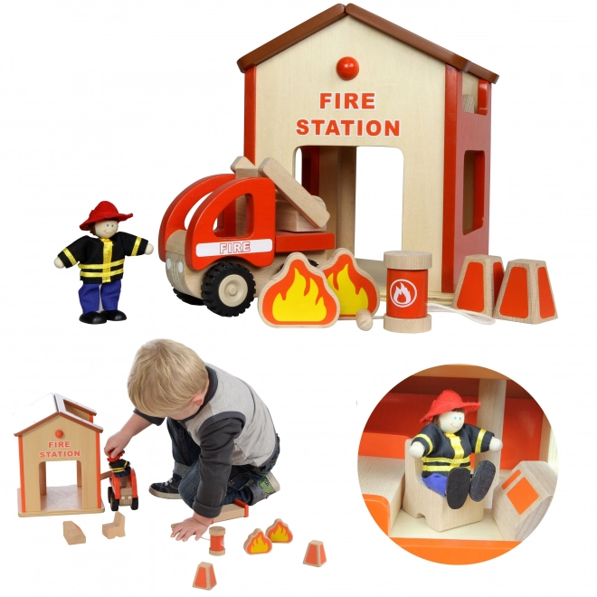 Dřevěná mini hasičská stanice Masterkidz