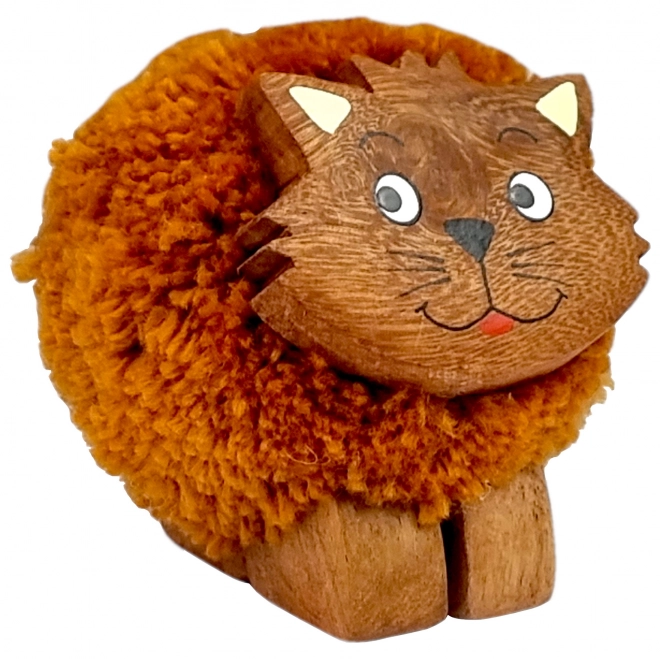 Dřevěná figurka s bambulí Kočka pro děti
