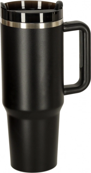 Termohrnek s brčkem a uchem 1200 ml černý