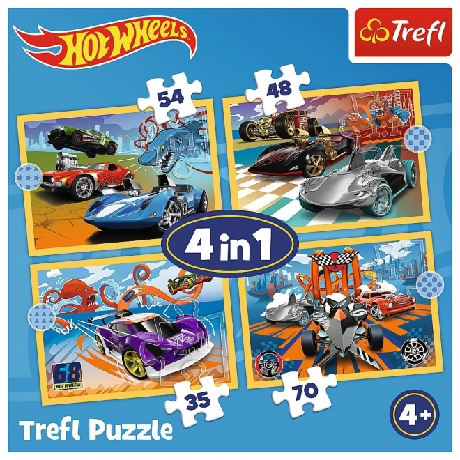 Puzzle 4v1 Hot Wheels vozidla
