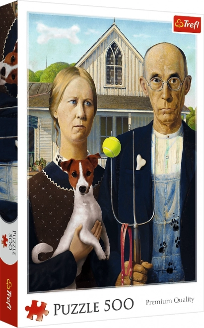 Puzzle Americká gotika: Psí edice 500 dílků