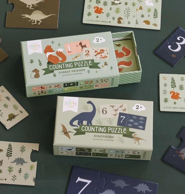 A Little Lovely Company Přiřazovací puzzle – Počítání s dinosaury