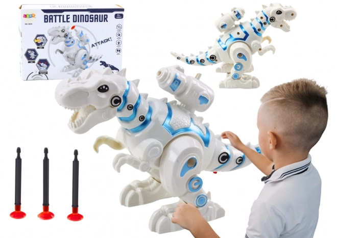 Robot dinosaurus s vystřelovačem šípů Světla Zvuky Bílá