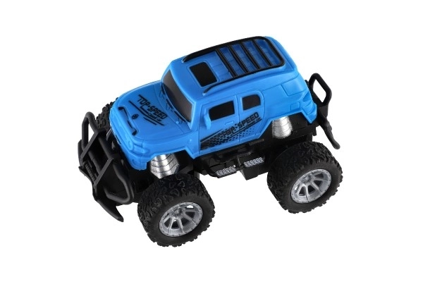 Avto RC mini tovornjak plast 12cm 27MHz na baterije s svetlobami v škatli 18x11,5x10cm – Modré