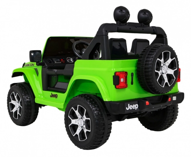 JEEP wrangler rubicon elektrické autíčko pro děti, zelené, 12 V, EVA kola, dálkové ovládání, MP3, LED