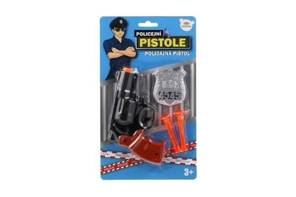 Policejní pistole s odznakem a přísavkovými šipkami, 15 cm