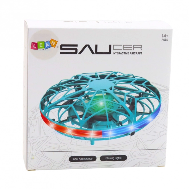 Růžový ručně ovládaný UFO dron s LED světly