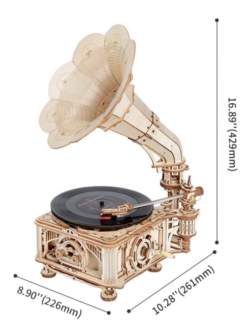 Rokr 3D dřevěné puzzle Klasický gramofon