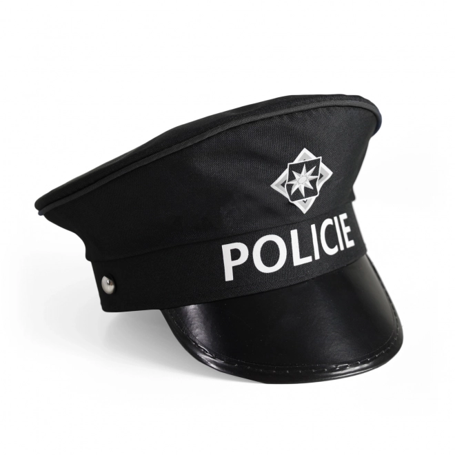 Sada policie látka/plast čepice, plácačka, píšťalka na kartě 30x48x8cm