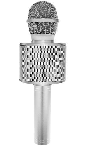 Bezdrátový karaoke mikrofon s reproduktorem – Stříbrná