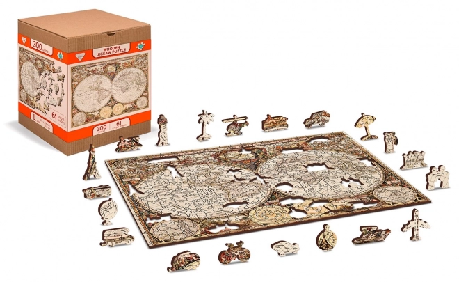 Dřevěné puzzle Antická mapa světa