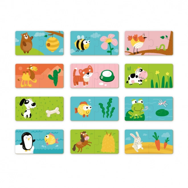 Puzzle Duo Co jedí zvířátka -12x2 dílků