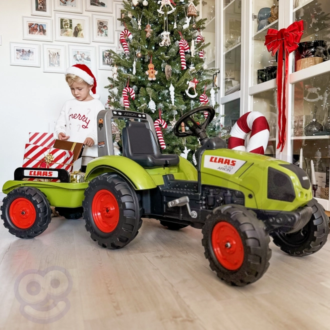 FALK Traktor šlapací Claas Arion 430 s vlečkou