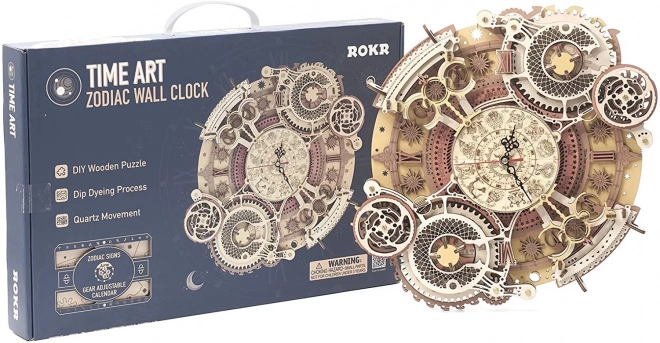 RoboTime 3D dřevěné mechanické puzzle Hodiny s kalendářem