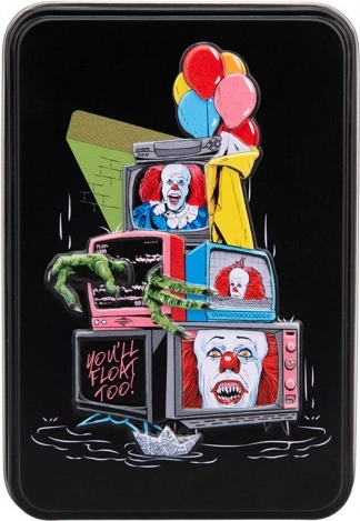 Hrací karty Pennywise v plechovém boxu